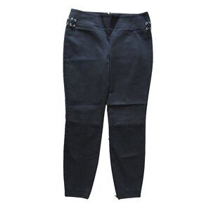 ALEXANDER MCQUEEN Black Cotton Twill Stretch Lace Up Cropped Pants 40 / 4